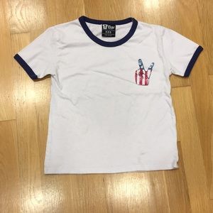 T Bar cool peace shirt sz XXS white blue red style